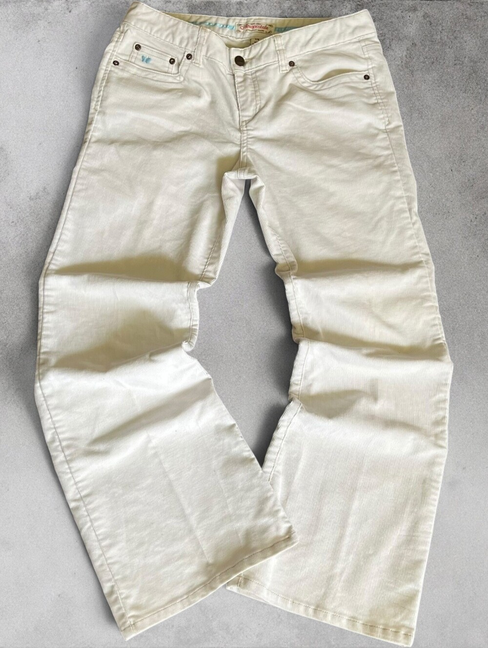 Y2K Aeropostale Low Rise Flare White Corduroy Pants 7/8 Short Bootcut 2000s Core